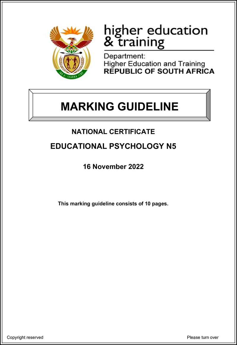 Educational Psychology N5 Memo Nov 2022