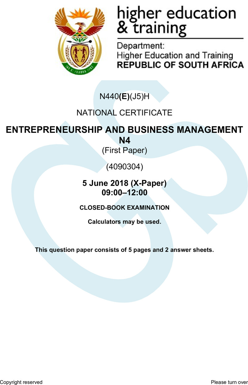 And Business Management N4 P1 QP June 2018 preview