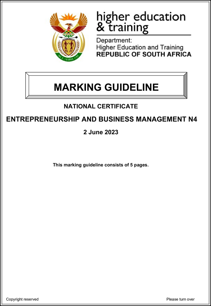 And Business Management N4 P2 MEMO Jun 2023 preview