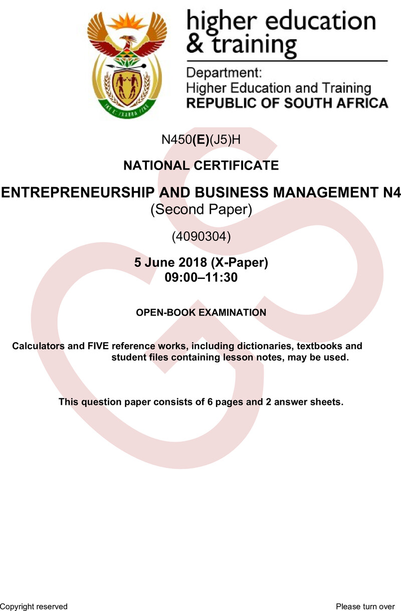 And Business Management N4 P2 QP Jun 2018 preview