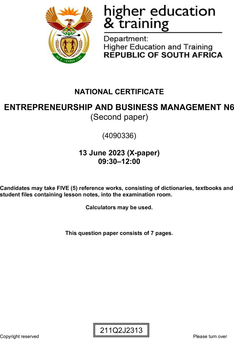 And Business Management N6 P2 June QP 2023 Edited Gerber preview