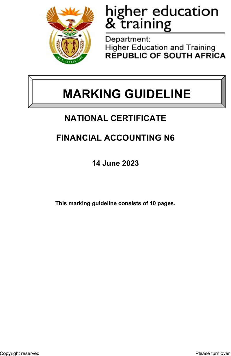 Accounting N6 June MEMO 2023 preview