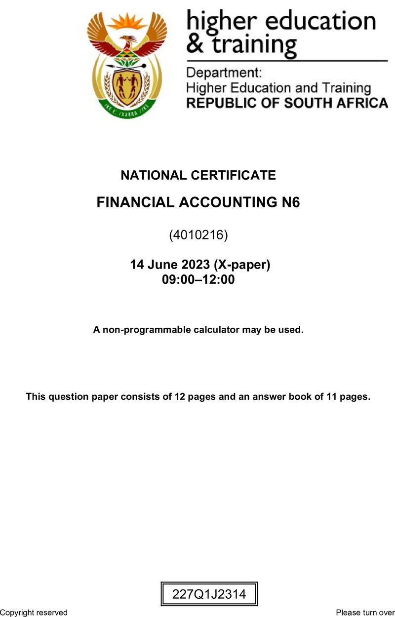Accounting N6 June QP 2023 Watson preview