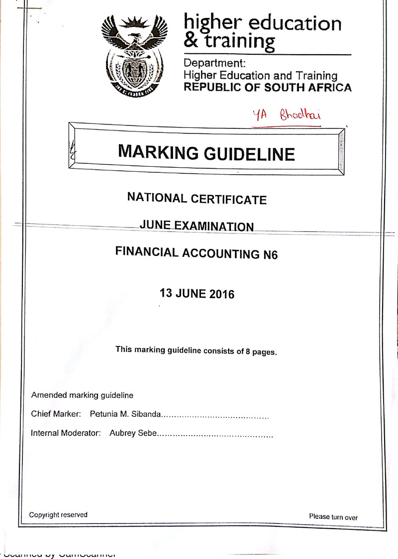 Accounting N6 June 2016 MEMO preview