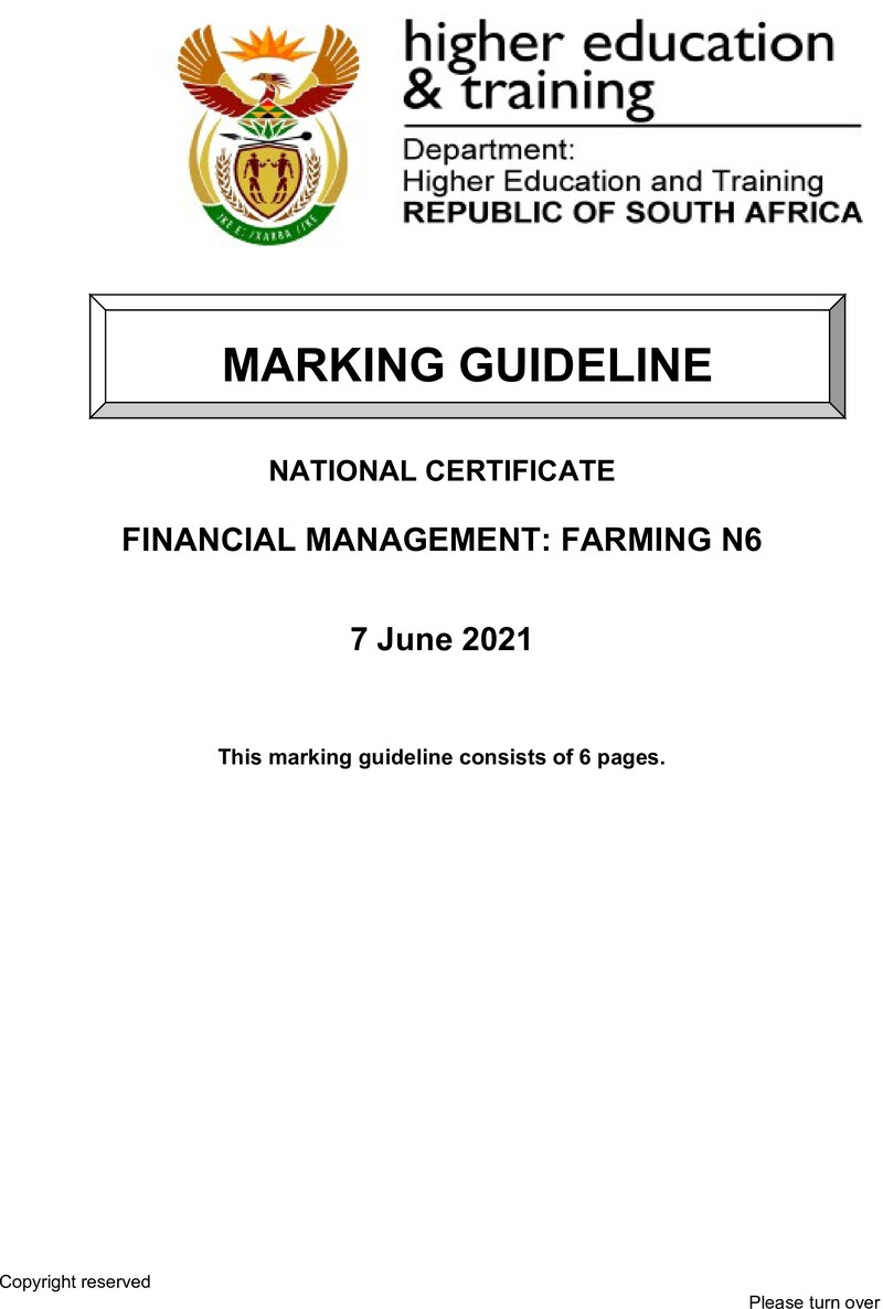 Management Farming N6 MEMO June 2021 preview