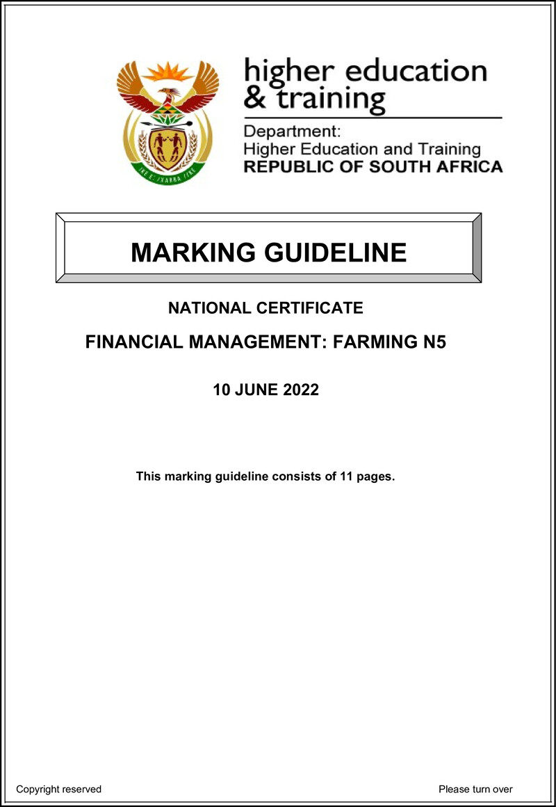 Management Farming N5 MEMO Jun 2022 De Jager preview
