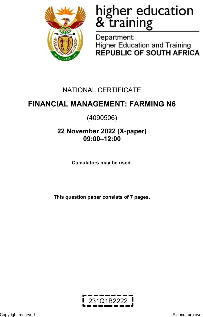 Management Farming N6 QP Nov 2022 Watson preview