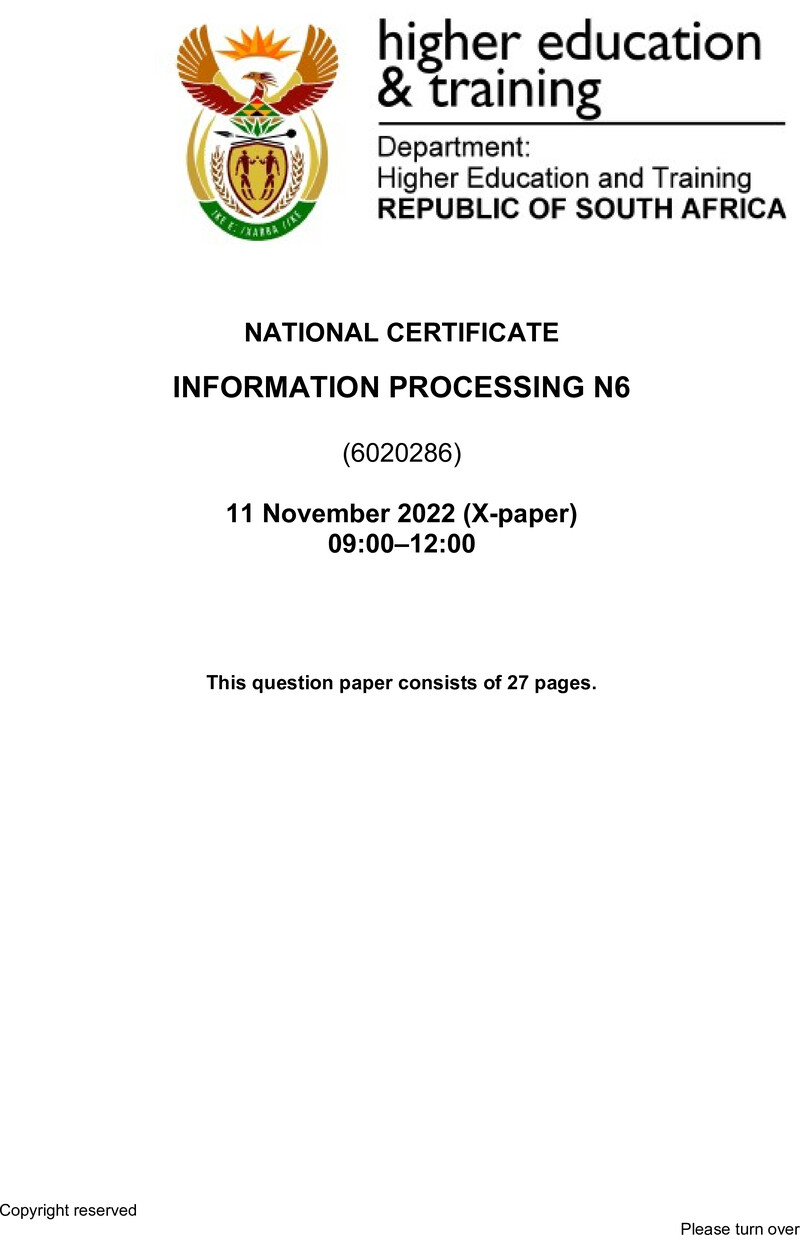 Information Processing N6 QP Nov 2022