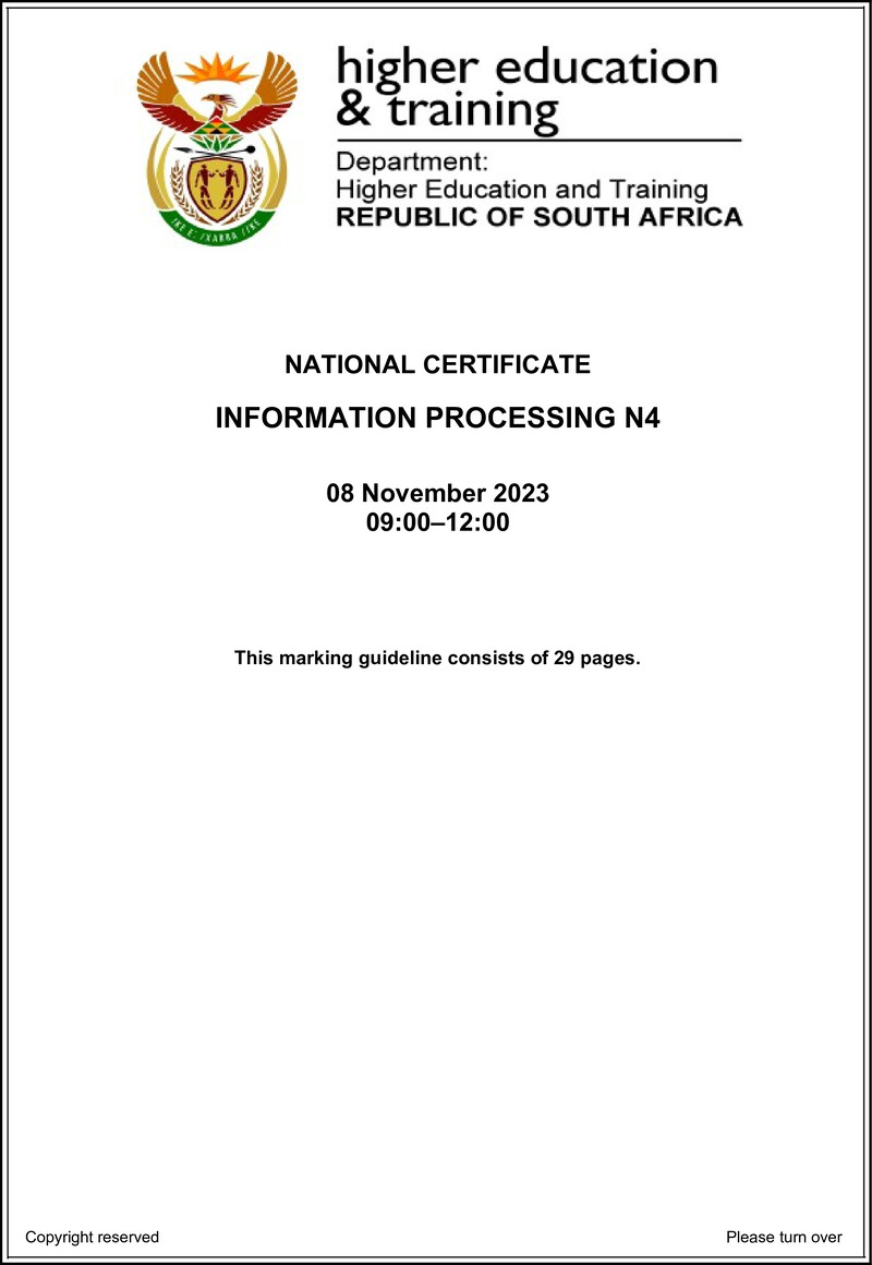 N670 Information Processing N4 Nov Memo 2023