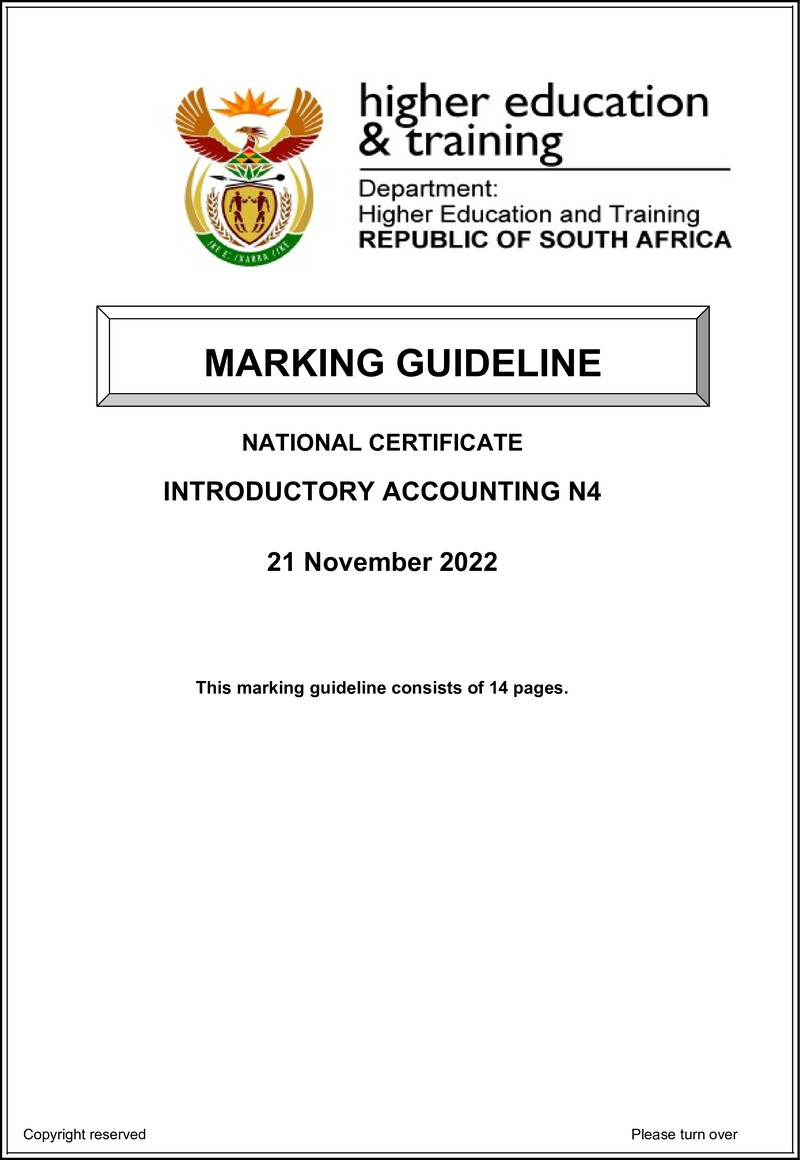 N750 Introductory Accounting N4 MEMO Nov 2022 Edited preview