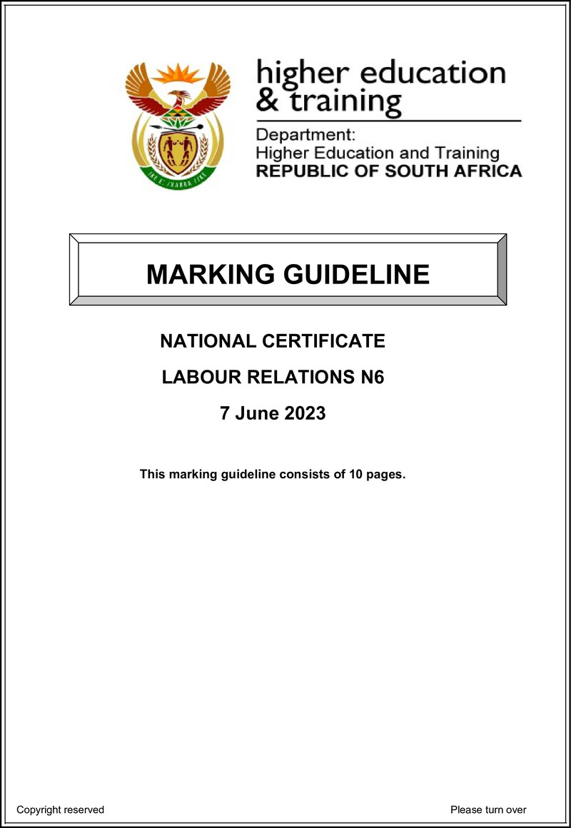 Labour Relations N6 June Memo 2023 Edit