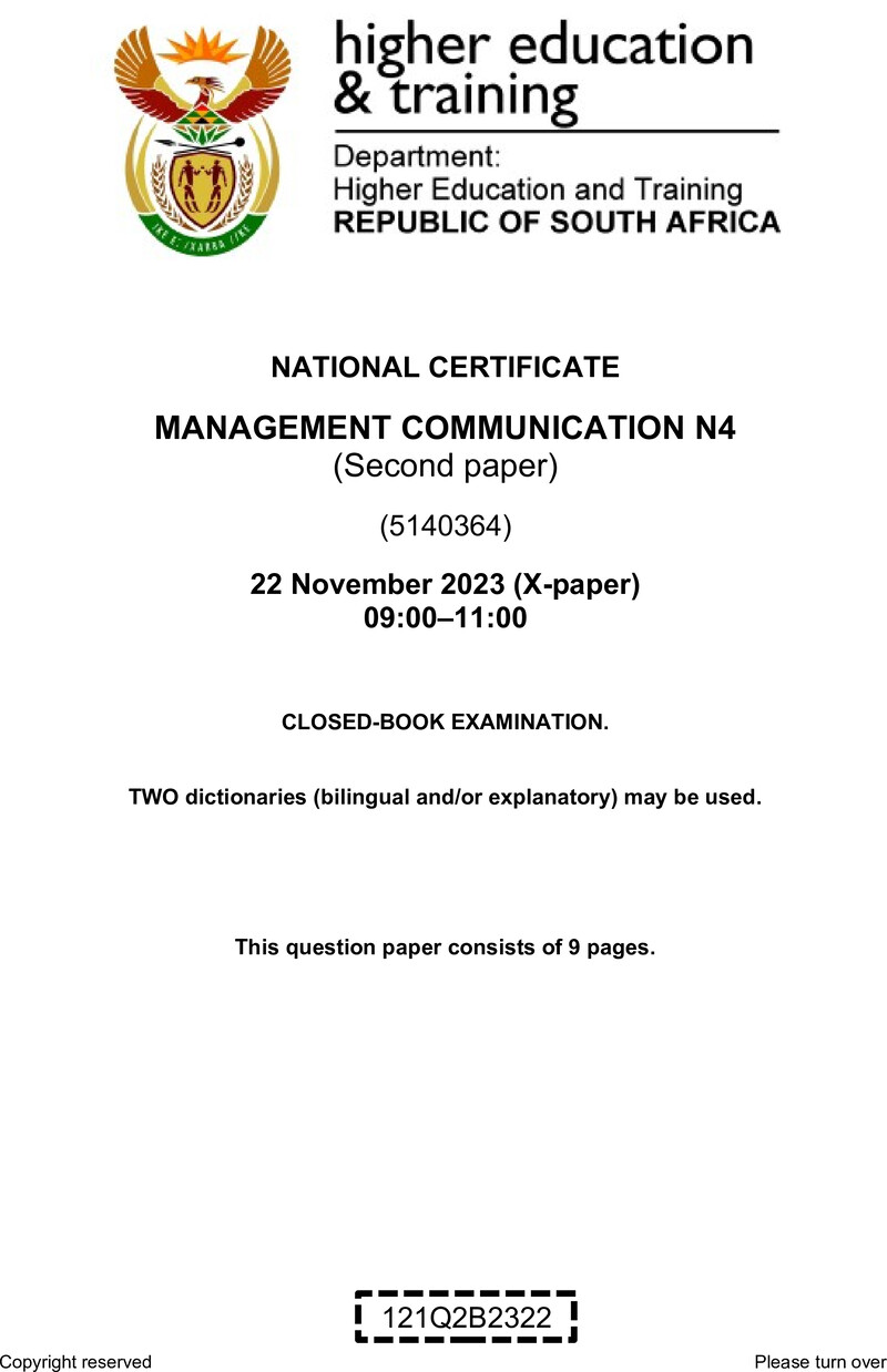 Management Communication N4 P2 QP Nov 2023 preview