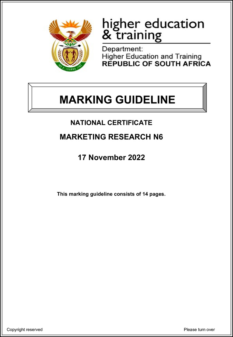 Marketing Research N6 Nov Memo 2022