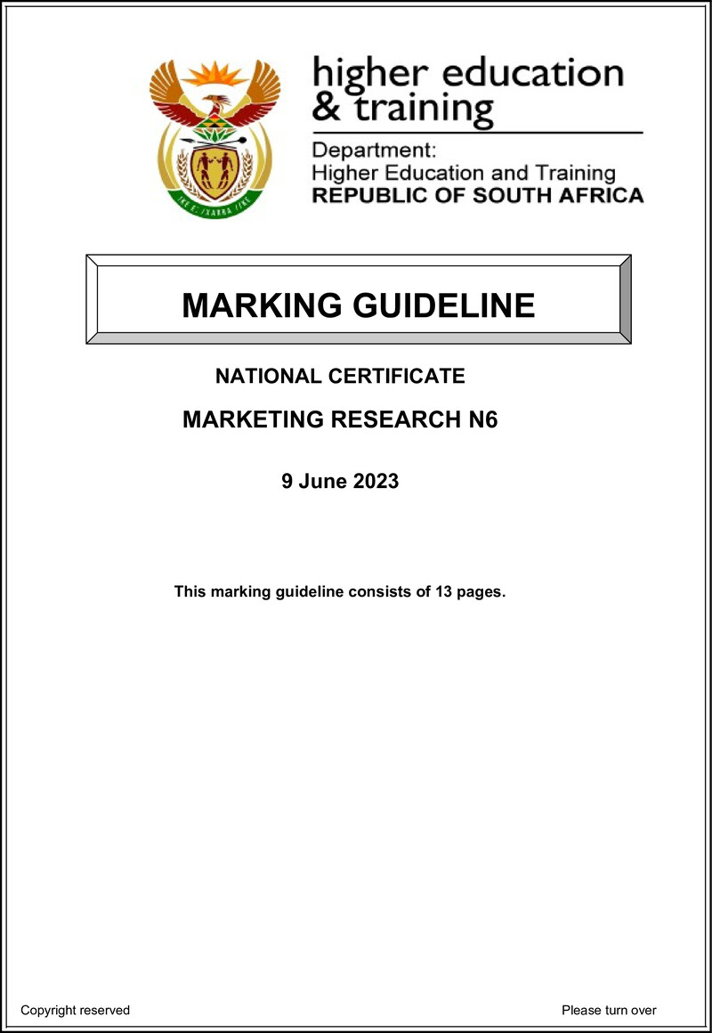 Marketing Research N6 Nov Memo 2023