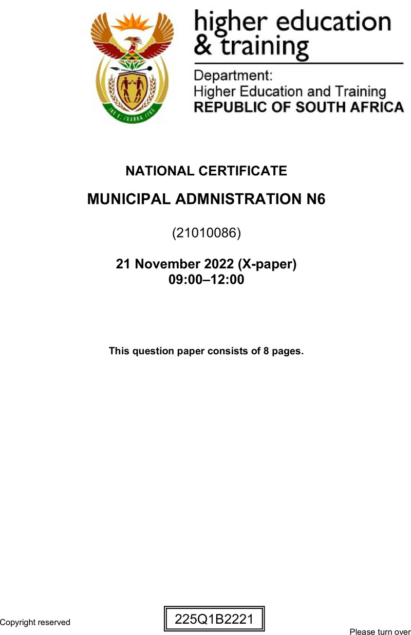 Municipal Administration N6 QP Nov 2022 Edit