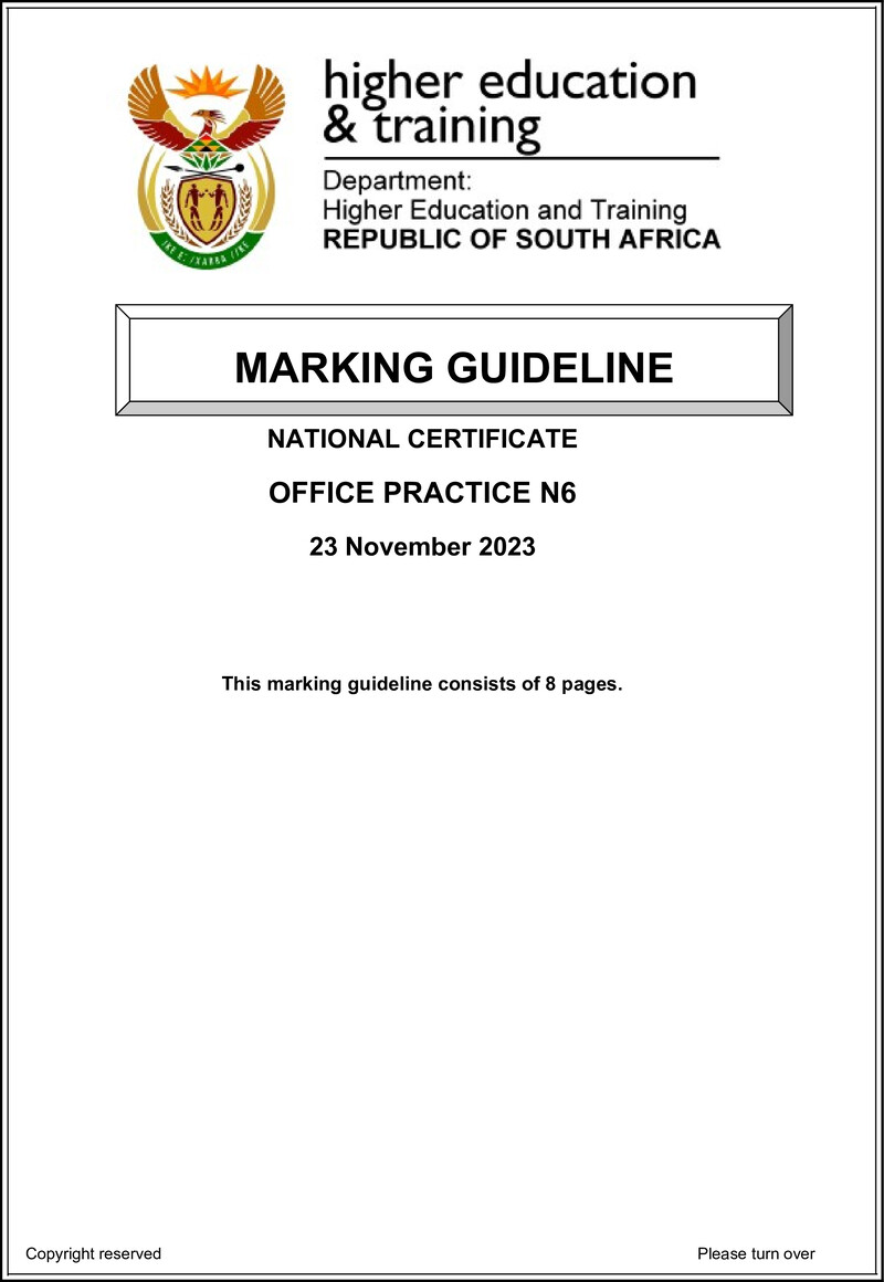 Office Practice N6 MEMO Nov 2023 Edited preview