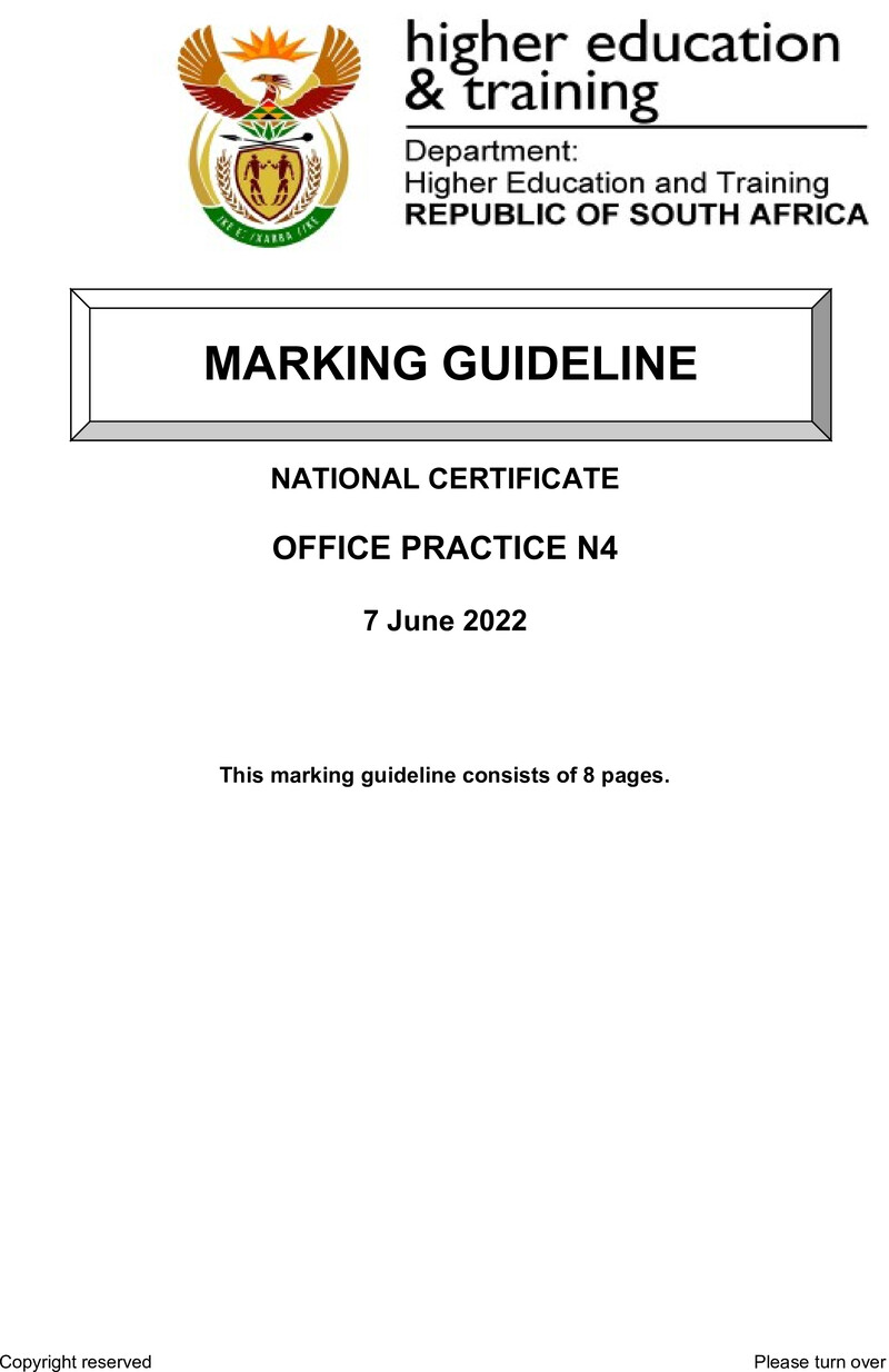 Office Practice N4 Memo June 2022