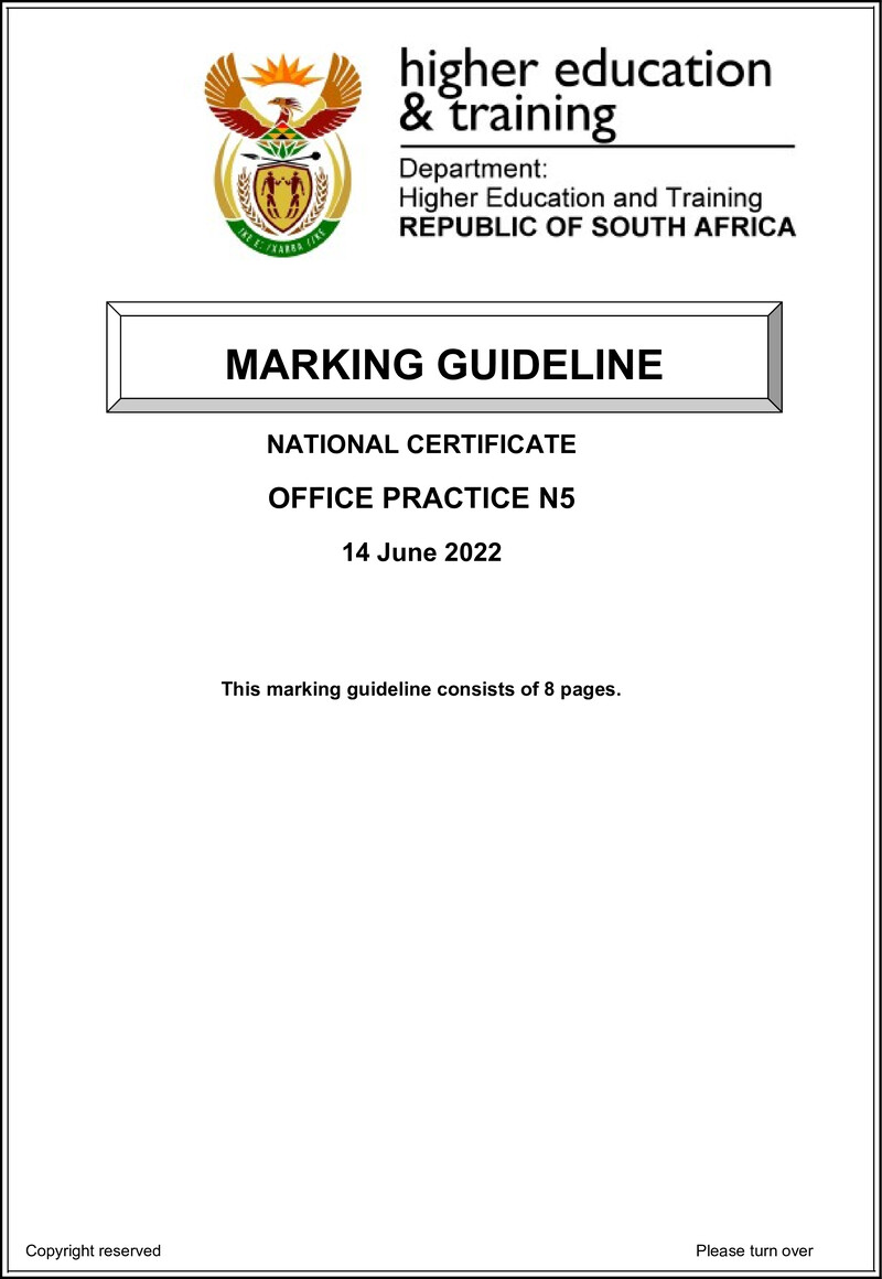 Office Practice N5 Memo June 2022