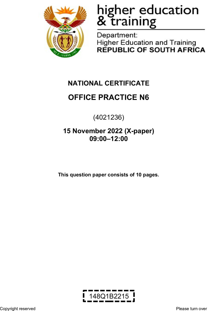 Practice N6 Nov QP 2022 Ed Bedeker preview