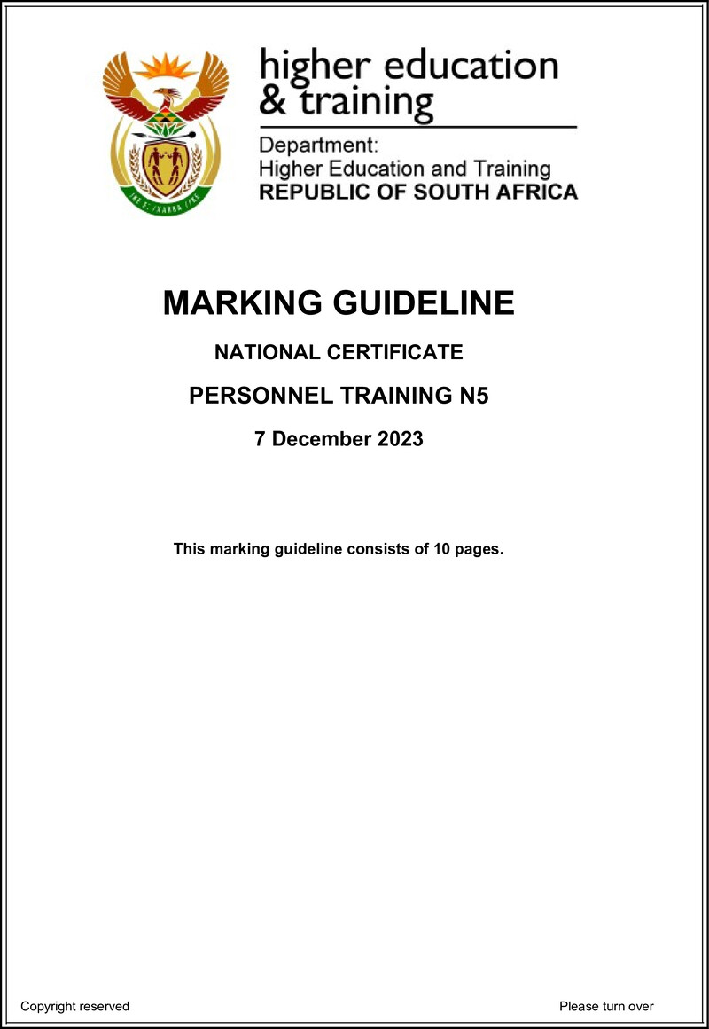 N1330 Personnel Training N5 Nov Memo 2023 Edit