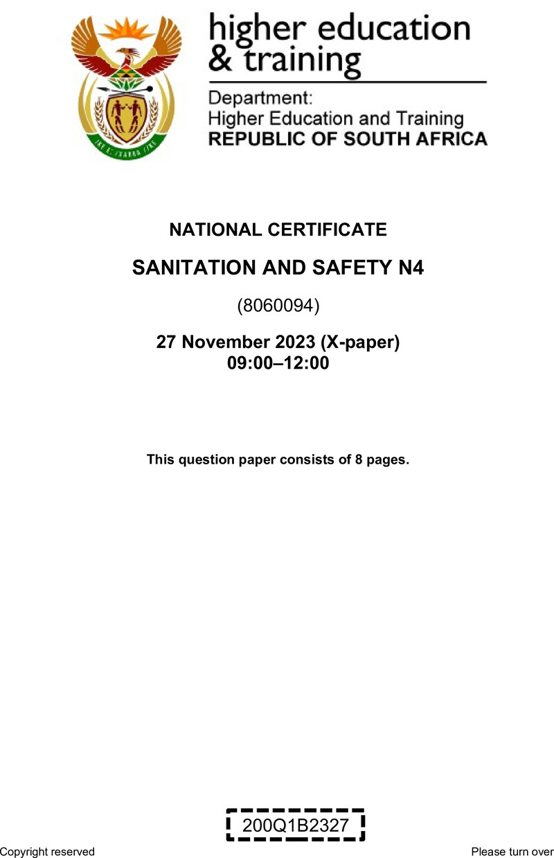 N1460 Sanitation And Safety N4 QP Nov 2023 Edited Williams