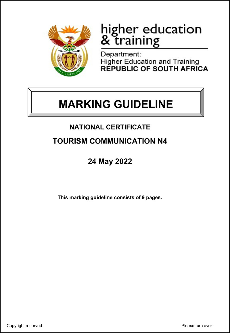 Tourism Communication N4 Memo June 2022 Edited