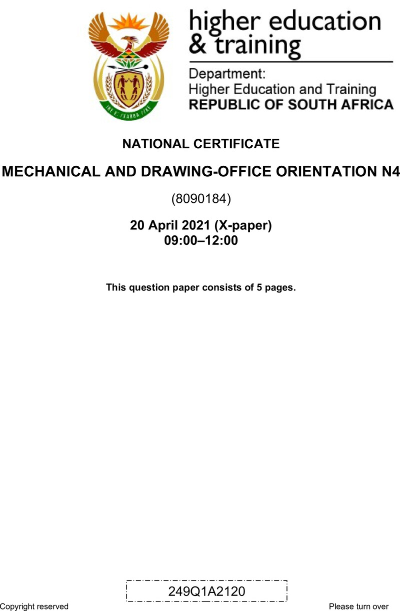 T1050 Mechanical And Drawing Office Orientation N4 QP Apr 2021 preview