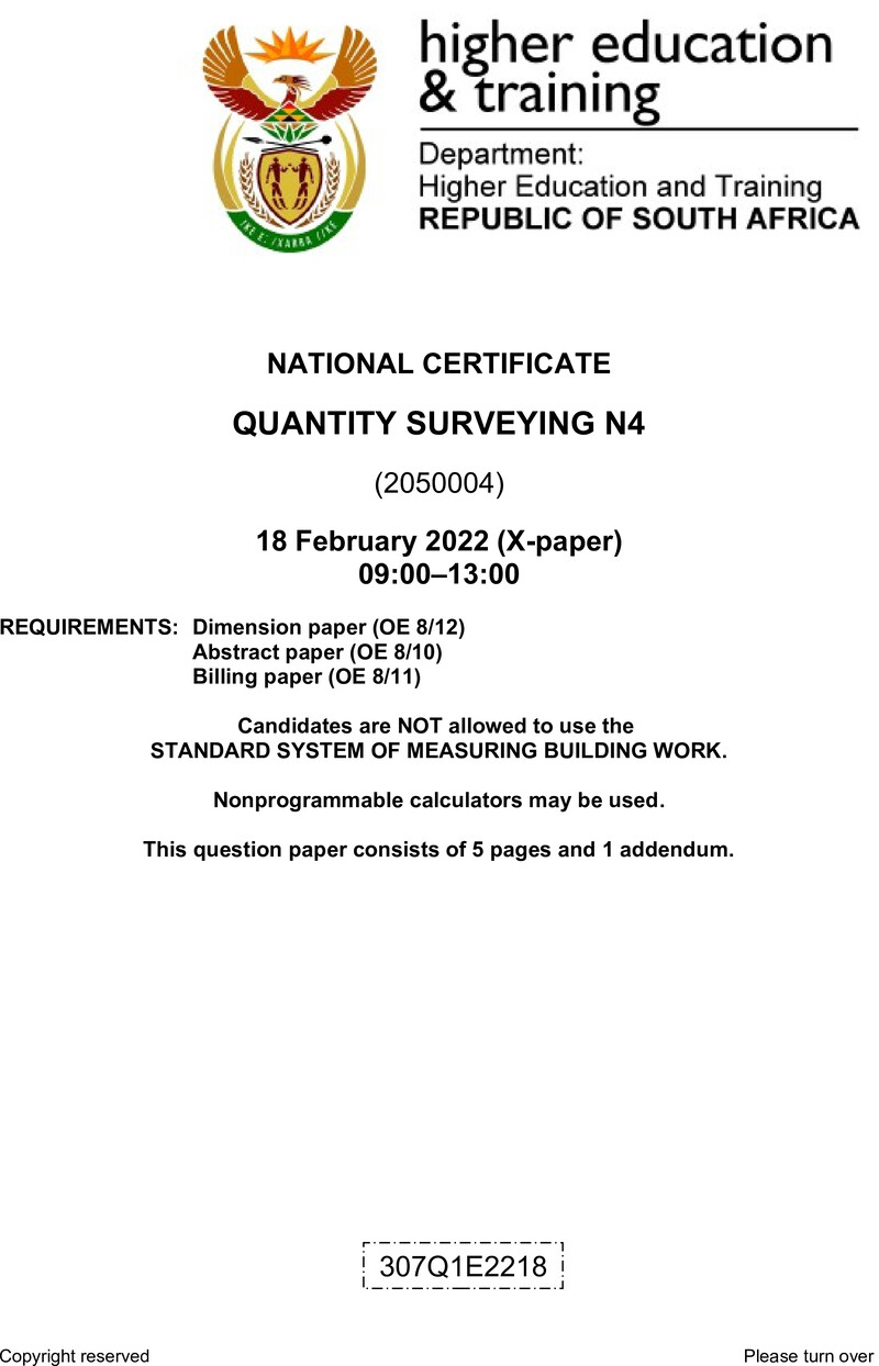 T1440 Quantity Surveying N4 QP April 2022 preview