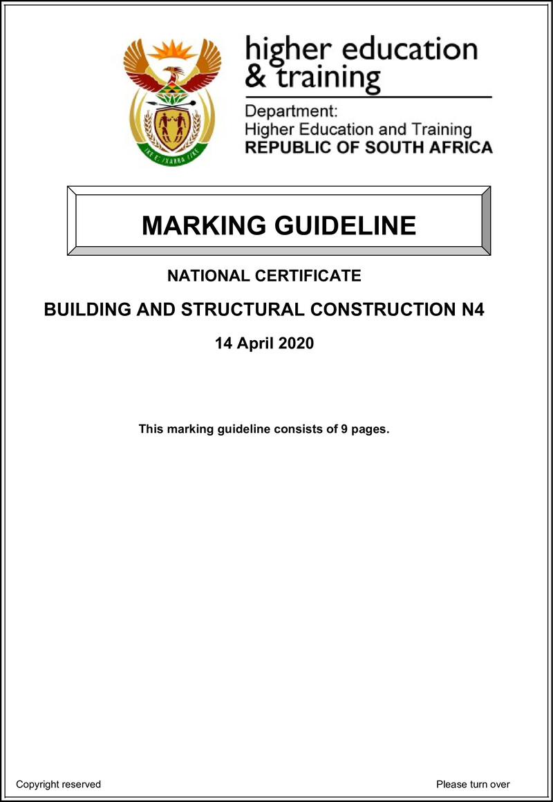 T130 Building And Structural Construction N4 Memo Apr 2020