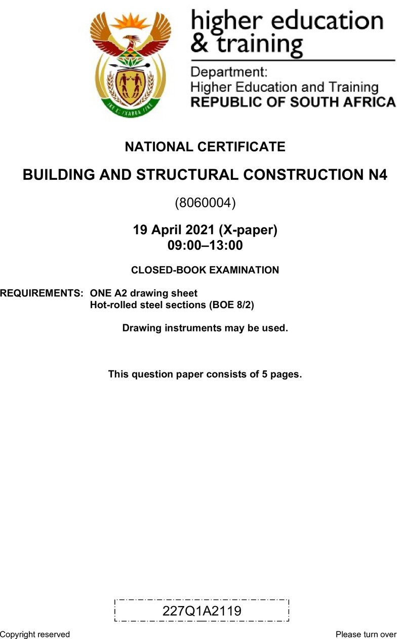 T130 Building And Structural Construction N4 QP Apr 2021