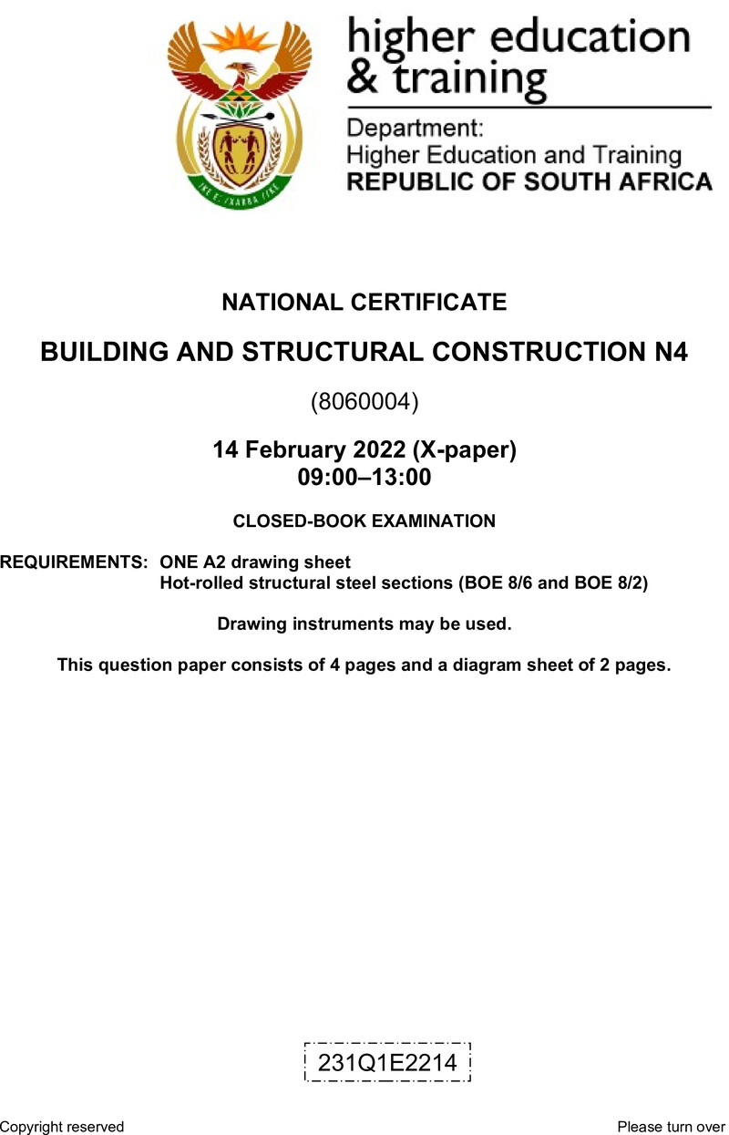 T130 Building And Structural Construction N4 QP April 2022