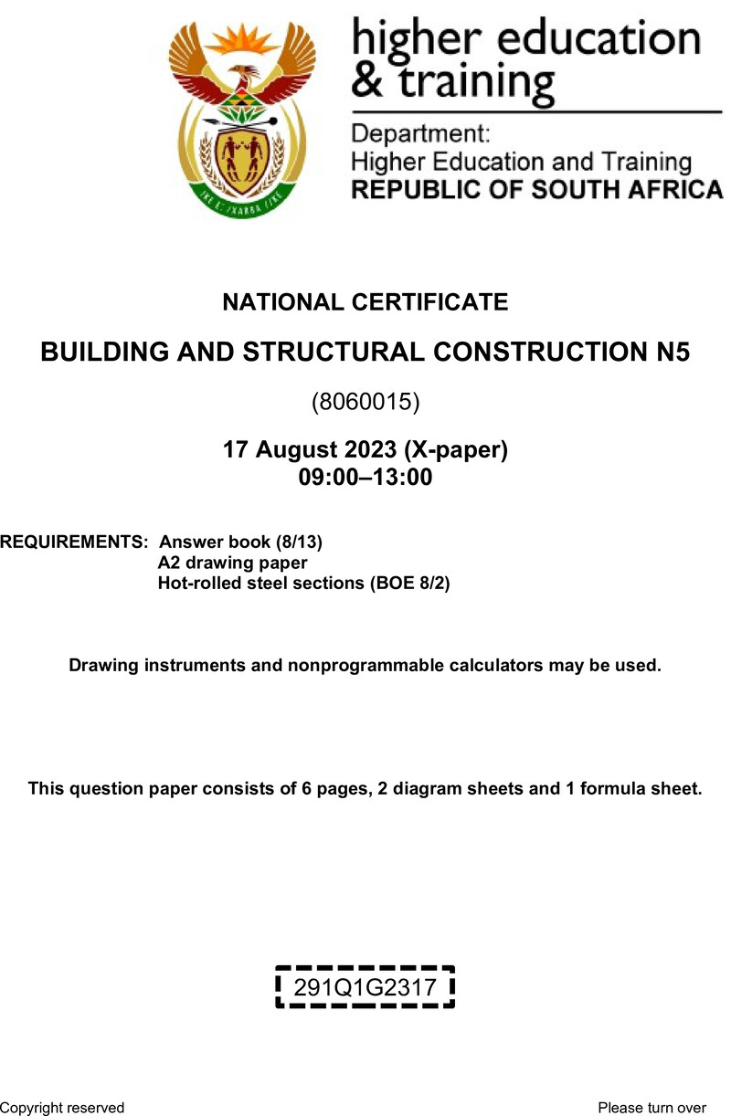 T140 Building And Structural Construction N5 QP Aug 2023 Ed preview