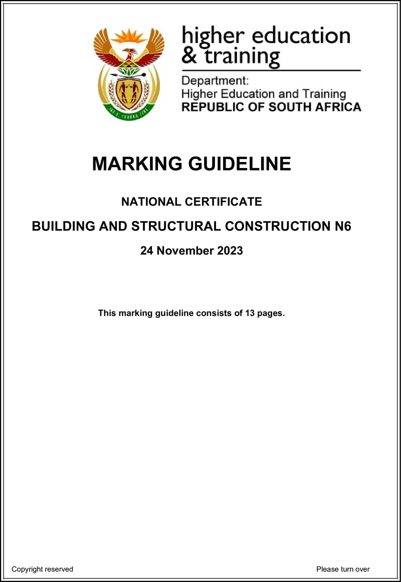T150 Building And Structural Construction N6 Nov Memo 2023