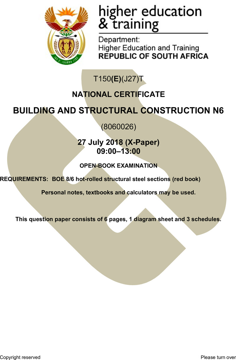 T150 Building And Structural Construction N6 QP Aug 2018 preview
