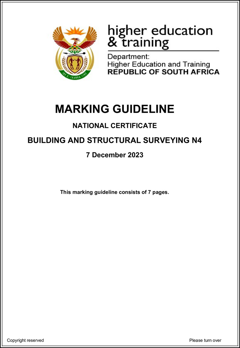 T160 Building And Structural Surveying N4 Memo Nov 2023