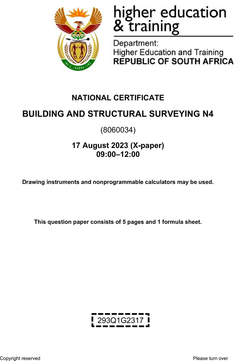 T160 Building And Structural Surveying N4 QP Aug 2023 preview