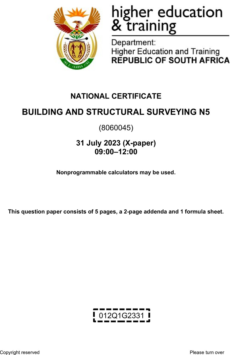 T170 Building And Structural Surveying N5 QP Aug 2023 preview
