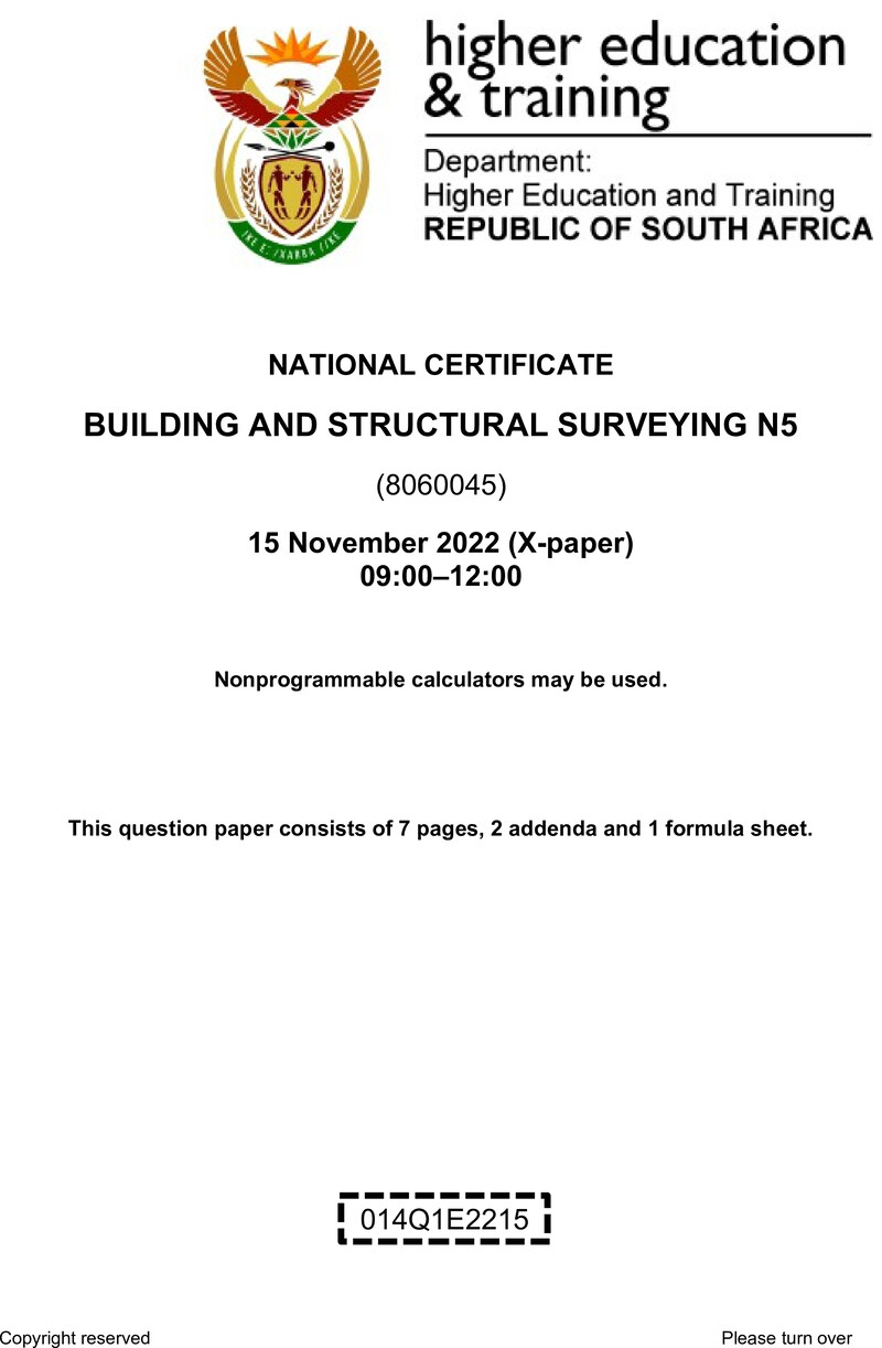T170 Building And Structural Surveying N5 QP Nov 2022 Ed preview
