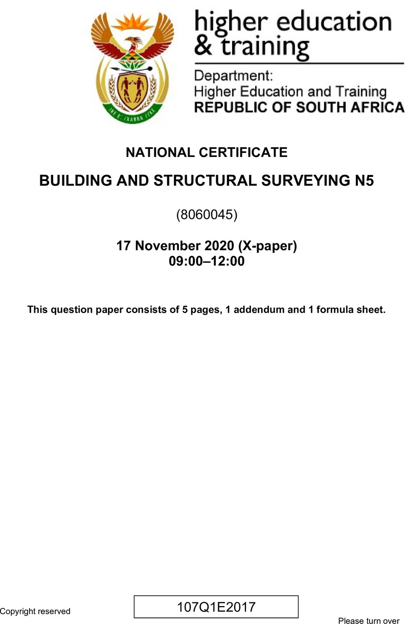 T170 Building And Structural Surveying N5 QP 2020 preview