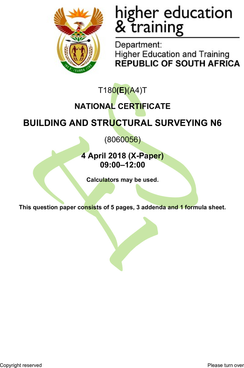 T180 Building And Structural Surveying N6 QP Apr 2018 preview