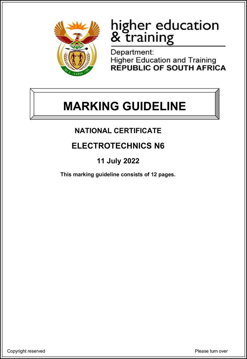 T550 Electrotechnics N6 Aug Memo 2022