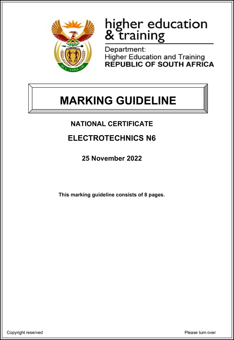 T550 Electrotechnics N6 Nov Memo 2022