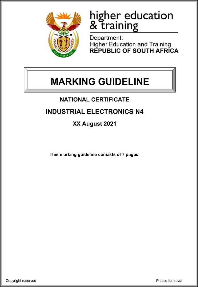 Electronics N4 MEMO Aug 2021 Ed preview