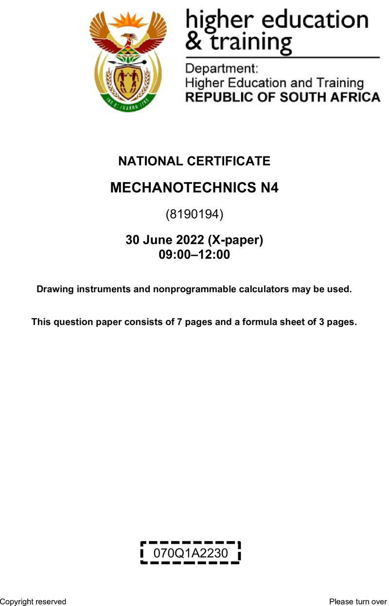 T1100 Mechanotechnics N4 QP Aug 2022 preview