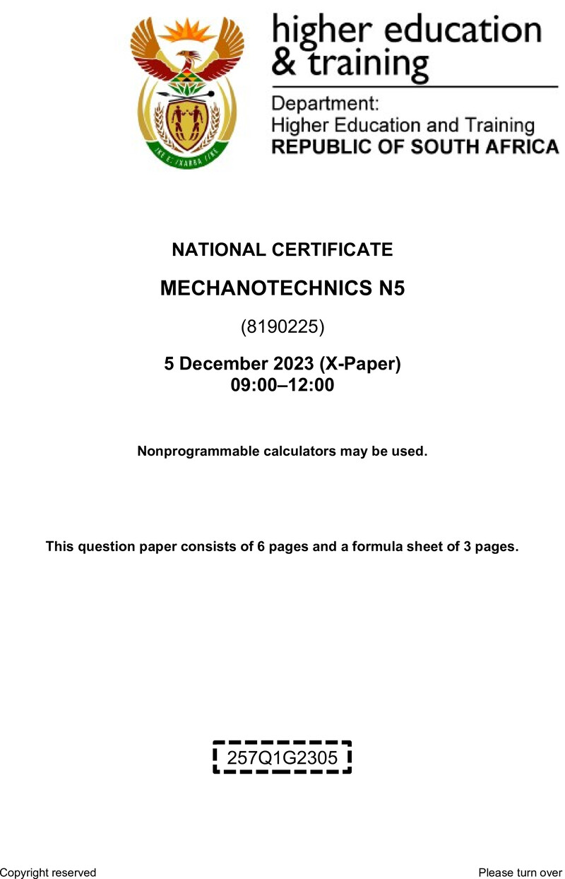 T1110 Mechanotechnics N5 Nov QP 2023 preview