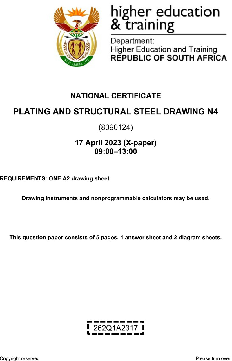 T1360 Plating And Structural Steel Drawing N4 QP April 2023 preview