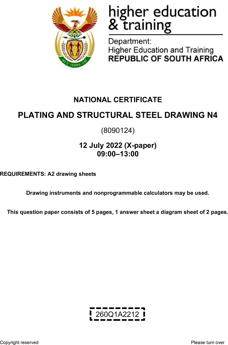 T1360 Plating And Structural Steel Drawing N4 QP Aug 2022 preview