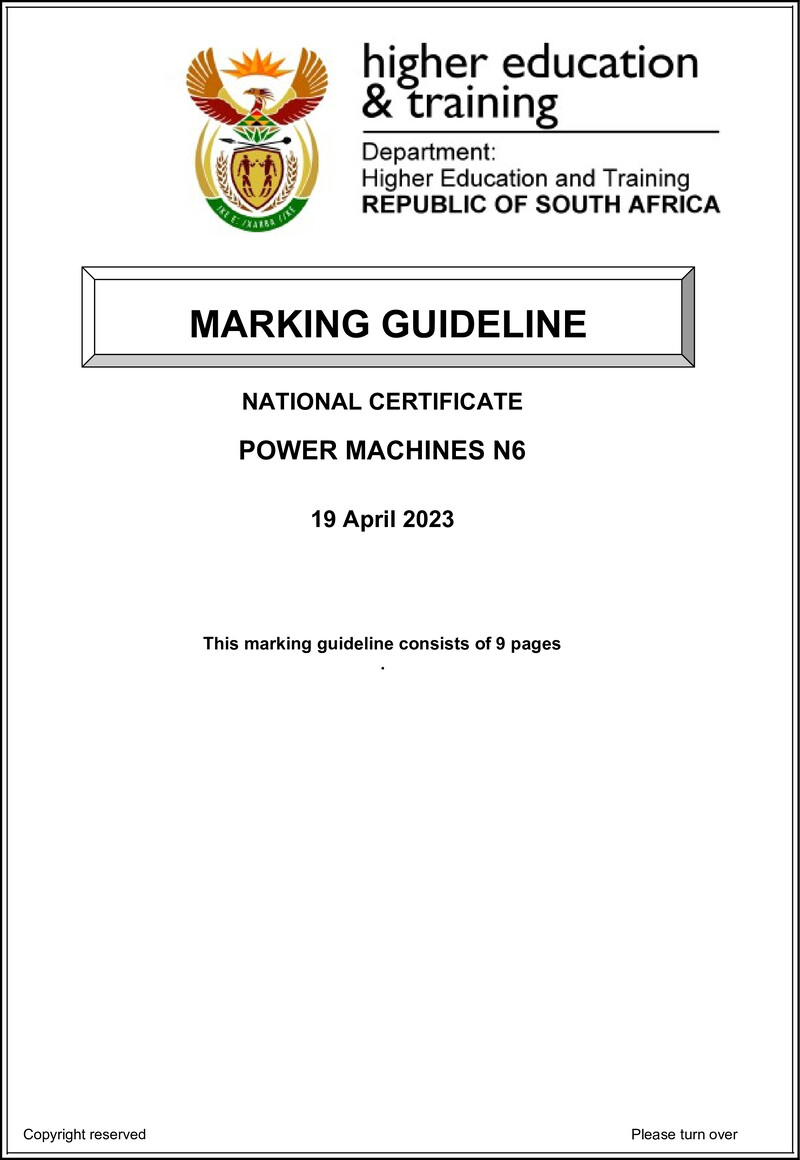 T1400 Power Machines N6 Memo April 2023