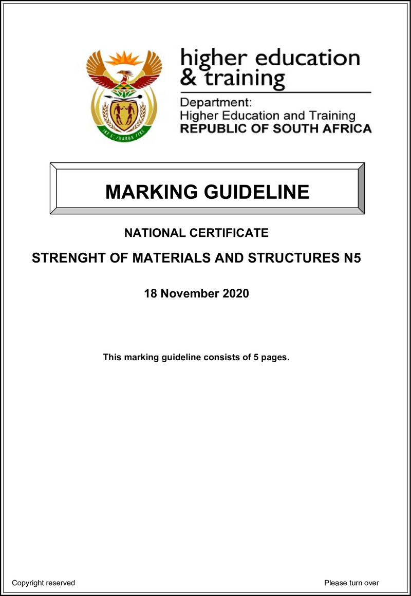 Strength Of Materials And Structures N5 Memo Aug 2020