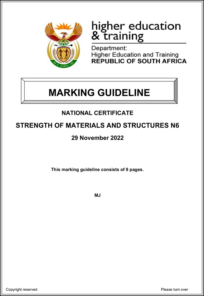 T1660 Strength Of Materials And Structures N6 Memo Nov 2022